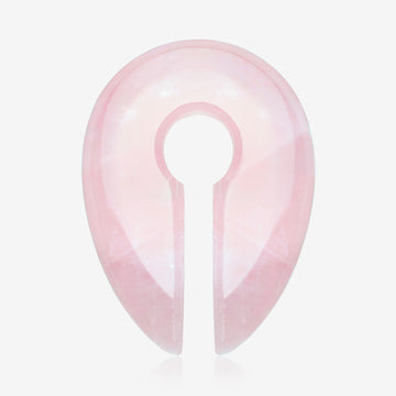 A Pair of Rose Quartz Stone Keyhole Ear Weight Gauge Hanger